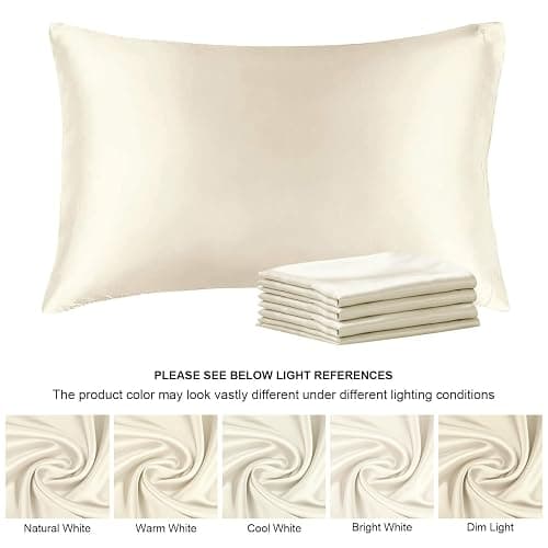 BEDELITE Satin Pillowcase for Hair and Skin, Super Soft Similar to Silk Pillow Cases 4 Pack with Envelope Closure, Cooling Pillowcases for Women Men (20"x30" Queen Size, Beige) thumbnail 7