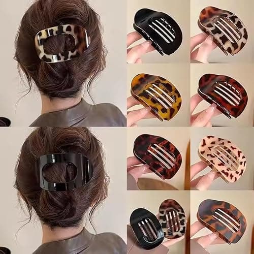 4PCS Flat Hair Clips for Women Girls, Flat Claw Clips, Strong Hold French Claw Clips for Thick Thin Hair, Casual Versatile Solid Colour Lay Flat Hair Clip (4PCS-A) thumbnail 3