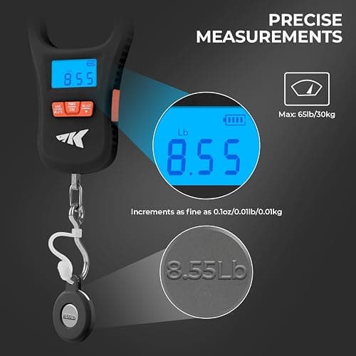 KastKing ToughTide Fishing Scale, USB Charging, 65lb Capacity, Ultra-Thin Digital Fish Scale, LCD Display, Ergonomic Handle, Fish Scales Digital Weight, Fishing Accessories for Men thumbnail 6