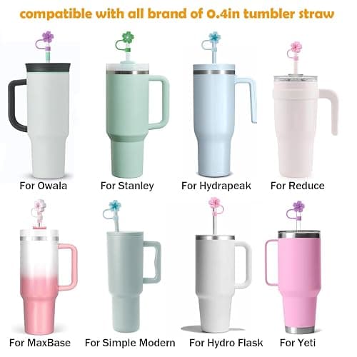 GLAMFIELDS Straw Covers Cap for Stanley Cup 30-40 oz, Toppers for Tumblers With Handle 10mm 0.4in Silicone Accessories, Dust-Proof Protectors, Cherry Blossom 5 Pack thumbnail 6