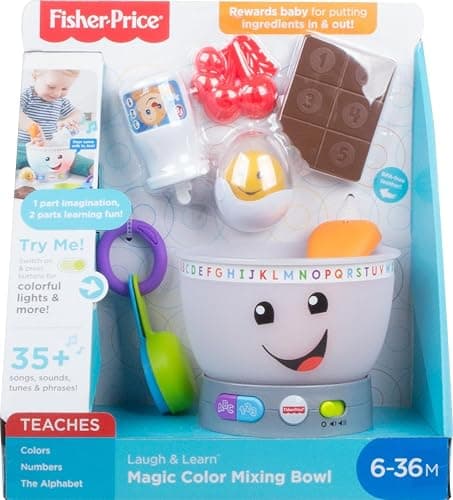 Fisher-Price Baby Learning Toy Laugh & Learn Magic Color Mixing Bowl with Pretend Food Music & Lights for Ages 6+ Months thumbnail 6
