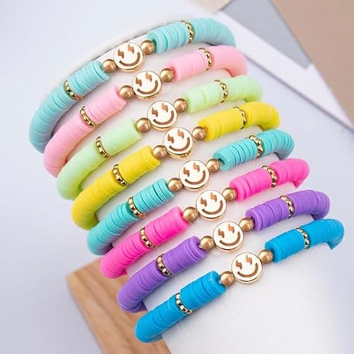 JIASHUYEYE Preppy Bracelets for Teen Girls - Stackable Boho Surfer Friendship Bracelets Set for Little Girls & Women thumbnail 2