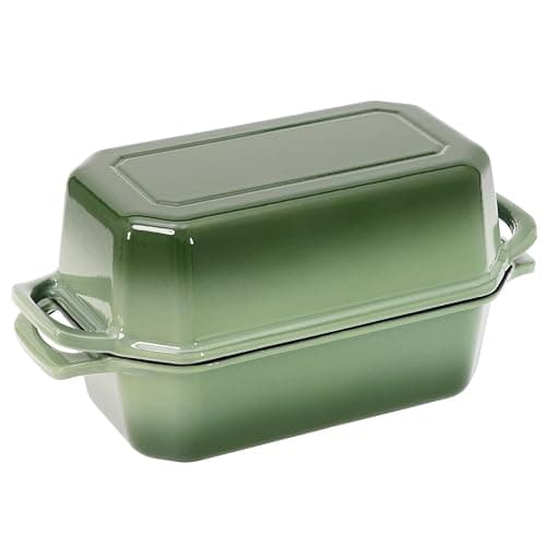 Flavehc Bread Pan Cast Iron Loaf Pan with Lid 9x5 Inch Bread Loaf Pan for Baking Bread Enameled Cast Iron Sourdough Bread Pan thumbnail 4