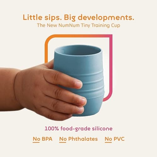 NumNum Cup for Ages 4+ months - 2oz Non-Slip & Easy To Grip Training Cups, Perfect for Drinking & Self Feeding Skills, 1 Cup, Blue thumbnail 4