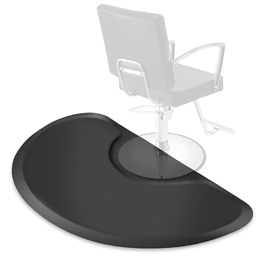 Saloniture 3 ft. x 5 ft. Salon & Barber Shop Chair Anti-Fatigue Floor Mat - Black Semi Circle - 1/2 in. Thick - Image 1