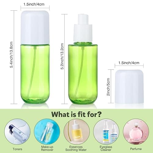 Bynccea Travel Spray Bottle 3.4oz/100ml Plastic Mini Bottle Set - Fine Mist Mini Empty Spray Bottles - Refillable Small Spray Bottles for Cleaning Solutions, Liquid Cosmetics thumbnail 3