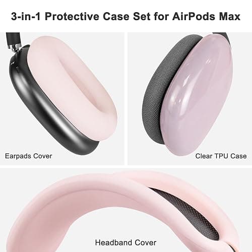 SOULWIT Protective Kit for AirPods Max, Headband Cover + TPU Case Protector + Silicone Ear Pads Cover, Sweatproof Accessory, Easily Washable, Anti-Scratch (Pink) thumbnail 2