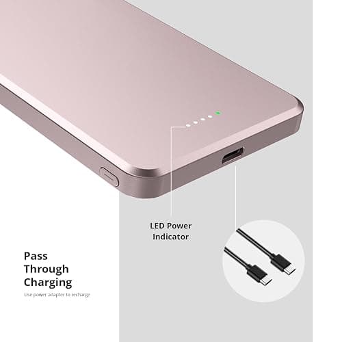 Stylish Custom Power Bank 5000mAh, Personalized Slim Charger with Name or Image, Printed on Demand, Chic Portable Gift for Her, Travel, Everyday Use, Birthday, Thanksgiving, or Christmas (Misty Rose) thumbnail 10