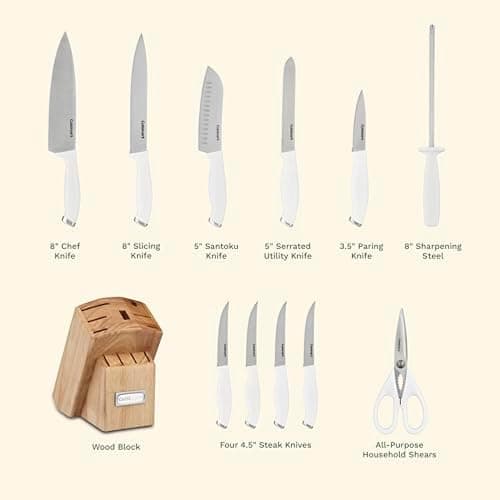 Cuisinart Block Knife Set, 12pc Cutlery Knife Set with Steel Blades for Precise Cutting, Lightweight, Stainless Steel, Durable & Dishwasher Safe, C77SSW-12P thumbnail 6