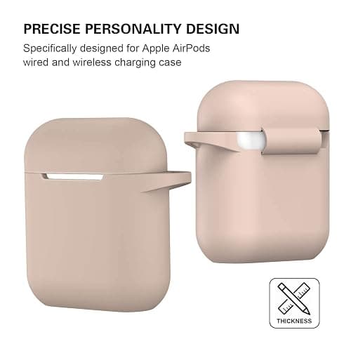 ATUAT Compatible with AirPods Case Cover, Full Protective Silicone Skin Dust-Proof Designed for Apple AirPods 1st 2nd Generation with Keychain, Front LED Visible, Tan/Milk Tea thumbnail 5