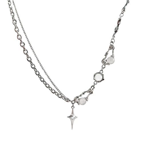 Buyongwant Y2k Irregular Necklace Star Pendant Moonlight Stone Fashion Collar Chain Design Spicy Silver Jewelry for Women - Image 1