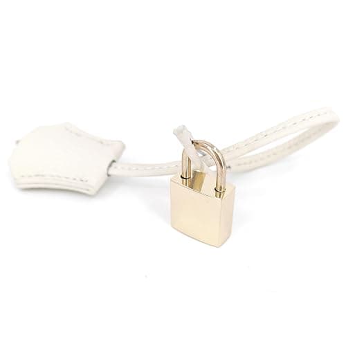M-ioi-M Genuine Leather Key Clochette Bag Charm, Bell Key Holder, Purse Keychain, Handbag Accessories Replacement, w/Padlock - Ivory + Light Gold Padlock thumbnail 4