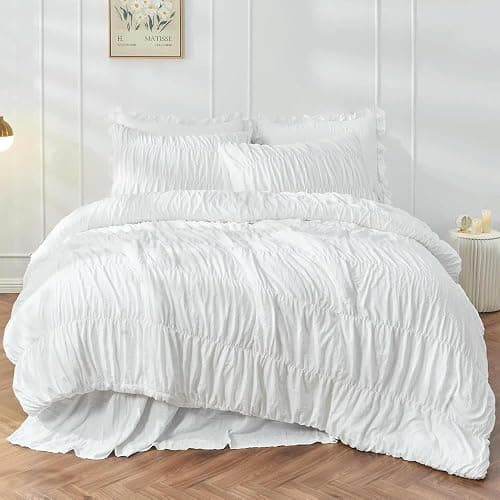 QIUMING Bohemian Wrinkle Fluffy Duvet Cover Set All Seasons Bedding Set with Quilt Cover and Pillowcase Double Queen Comforter Cover Set - Image 1