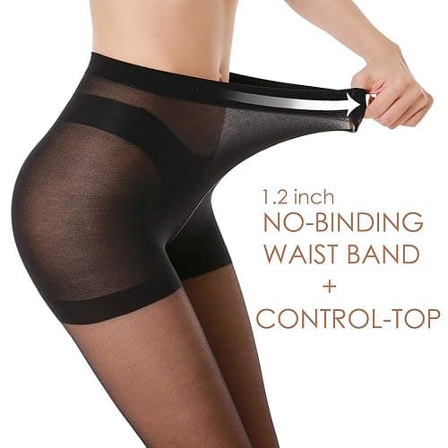 G&Y 3 Pairs Women's Sheer Tights - 20D Control Top Pantyhose with Reinforced Toes thumbnail 3