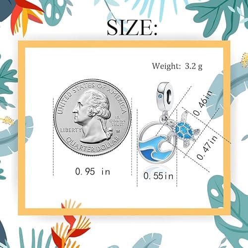 QeenseKc Sea Turtle Animal Tortoise Slipper Shoe Charm Hot Summer Beach Bule Enamel Bead for Pandora Bracelet thumbnail 6