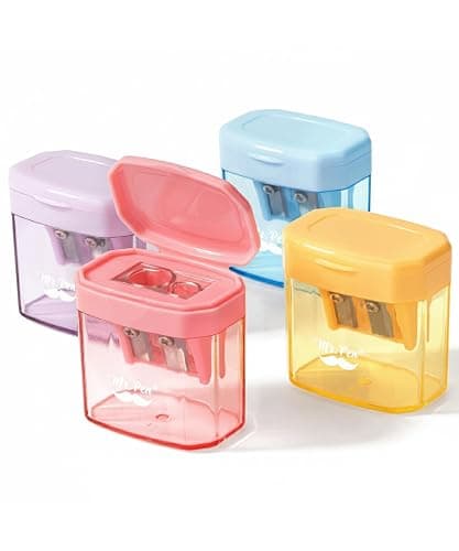 Mr. Pen- Manual Pencil Sharpener, 4 Pack, Colorful, Dual Holes | Compatible with Standard and Jumbo Pencils, Snap-on Lid, Colored Handheld Pencil Sharpener for Artists, Classroom - Image 1