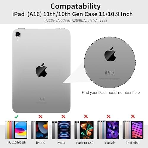 IAMKHO for iPad (A16) 11th/10th Gen 11"/10.9" Case with Pencil Holder, Gray | For iPad A16 11 inch 2025, iPad 10th Generation 2022, Precise Cutouts, Auto Wake/Sleep, Touch ID, Slim Trifold Stand thumbnail 2