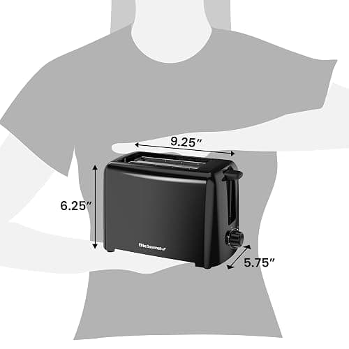 Elite Gourmet ECT1027B Cool Touch Toaster with 6 Temperature Settings & Extra Wide 1.25" Slots for Bagels, Waffles, Specialty Breads, Puff Pastry, Snacks, ETL Certified, 2 Slices, Black thumbnail 3