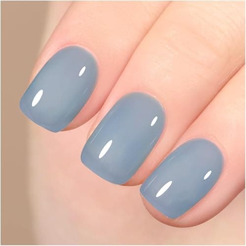 GAOY Jelly Nude Blue Gel Nail Polish, 16ml Sheer Neutral Translucent Soak Off Gel Polish, UV Light Cure for Nail Art DIY, 1722 Hazy Blue - Hazy Blue thumbnail 5