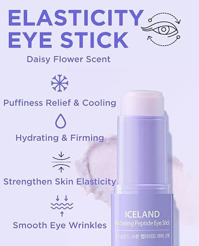 THESAEM Iceland Hydrating Peptide Eye Stick 0.24oz - Elasticity, Cooling, Moisturizing Eye Balm for Loose Skin – Under Eye Treatment - Balm to Smooth Skin Texture - Daisy Flower Scent thumbnail 2