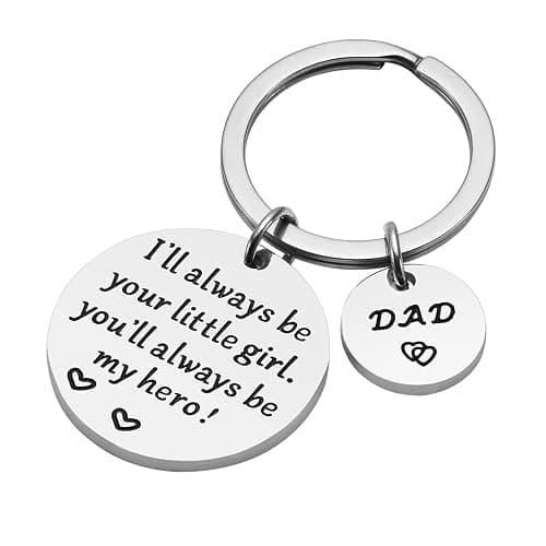 Father’s Day Gift - Dad Gifts from Daughter for Birthday Christmas Valentine’s Day, I'll Always Be Your Little Girl, You Will Always Be My Hero Daddy Keychain, Father Daughter Keyring thumbnail 4