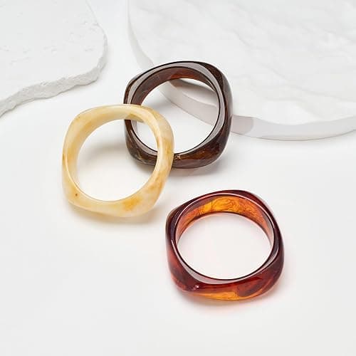 LILIE&WHITE Colorful Acrylic Bangle Bracelets For Women Resin Bangles Chic Vintage Gold Bracelet Chunky Bracelets Jewelry Gift thumbnail 4
