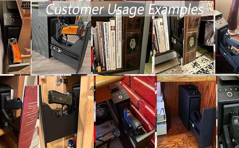 Digital Slider Handgun Gun Safe, Pistol Safe for Nightstand, Desk, Bed Side, Wall, Truck - Auto Sliding Door Hand Gun Safe for Pistol thumbnail 7