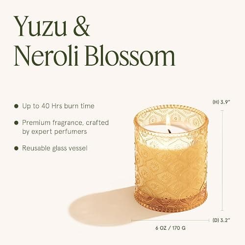 LA JOLIE MUSE Yuzu & Neroli Blossom Scented Candles, Citrus Candles for Home Scented, Natural Soy Wax Candle, Candles Gifts for Women, 6 oz 40 Hours Burn thumbnail 5