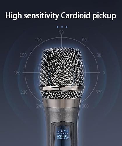 Wireless Microphone, Rechargeable Fixed Frequency Wireless Dual Microphone, Dual Handheld Dynamic Microphone,Karaoke Singing, Weddings DJ,Party, Church, Classroom use, 200 feet, Gray thumbnail 6