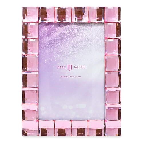 Isaac Jacobs Decorative Sparkling Jewel Picture Frame (4x6, Light Pink) | Jewel Picture Frame, Photo Display & Home Decor Two-way easel for vertical or horizontal display. Does NOT hang on wall thumbnail 3