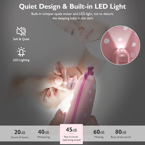 Baby Nagelfeile Elektrisch,Megainvo Baby Nagelscheren Nagelpflegeset Elektrische Nagelfeile Baby Erstausstattung Neugeborene Baby Nail Trimmer Elektrische Baby Nageltrimmer Maniküre Pediküre Set - Rosa thumbnail 4