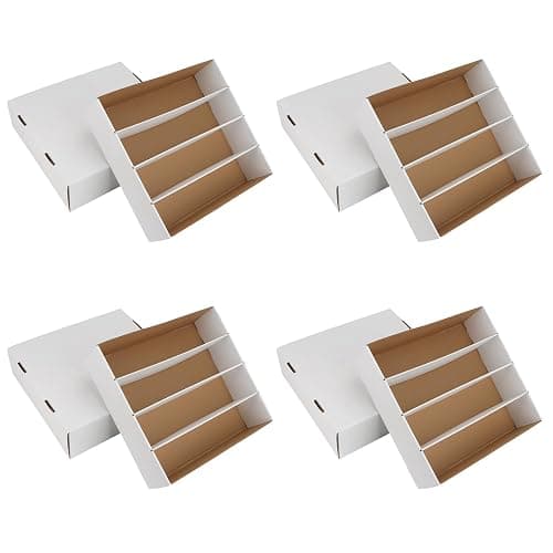 HIMOMO Trading Card Storage Box 3120 Count Collector Cards Box White Sports Card Storage Boxes Card Sorting Tray Cases Cards Collection Trading Cards Box for Soccer Basketball Cards(4 Set) - Image 1