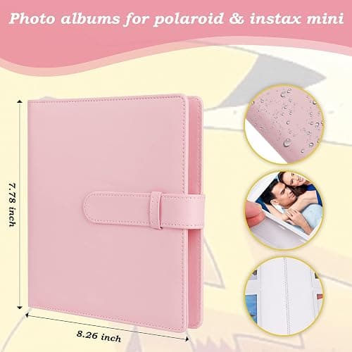 256 Pockets Photo Album for Fujifilm Instax Mini LiPlay 12 11 9 8 40 Evo 7S Instant Camera/Mini Link Printer, Polaroid Snap Touch PIC-300 Z2300 Mint Zip Instant Camera Printer(Baby Pink) thumbnail 3