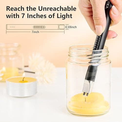 REIDEA Lighter Electronic for Candle, Windproof Flameless USB Rechargeable Arc Lighter with Safe Button and Power Indicator for Candle, BBQ, R1, White thumbnail 7