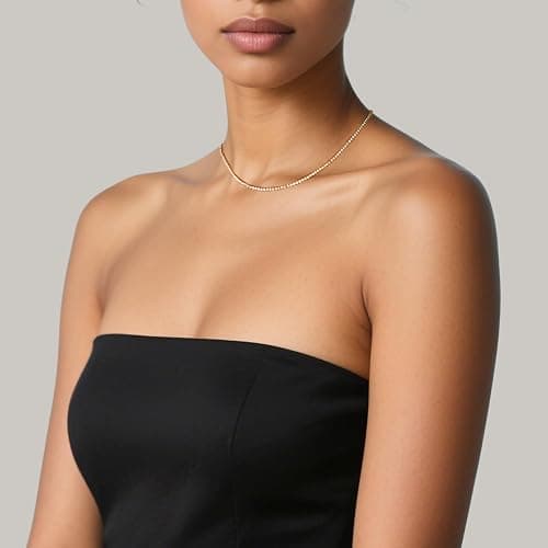 REHANDLE Dainty Tennis Necklaces for Women 14K Gold Plated Thin CZ Tennis Necklace Faux Diamond Tennis Chain Adjustable Tennis Choker Necklace for Women Necklace for Prom Mothers Day Gifts thumbnail 3