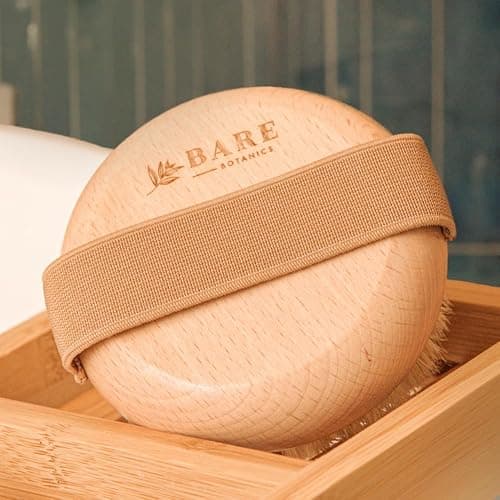Bare Botanics Dry Body Brush for Lymphatic Drainage - Improve Circulation w/Gentle Exfoliation for Soft Skin - Ergonomically Designed w/Elastic Strap - Soft but Firm Natural Boar Bristles thumbnail 4