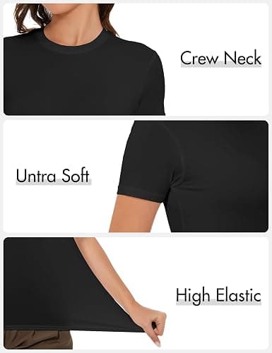 Kinglaman 5 Pack Women's Short Sleeve Basic T Shirts Tees, Slim Fit Crew Neck Tshirt Summer Tops for Casual Workout Trendy thumbnail 5