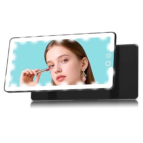 Car Visor Vanity Mirror with Light, Rechargeable Dimmable Touch LED Sun Visor Mirrors, Large Detachable Vanity Makeup Mirror with 3 Color Modes for Truck SUV Car Accessories Essential for Women(Black) - Image 1