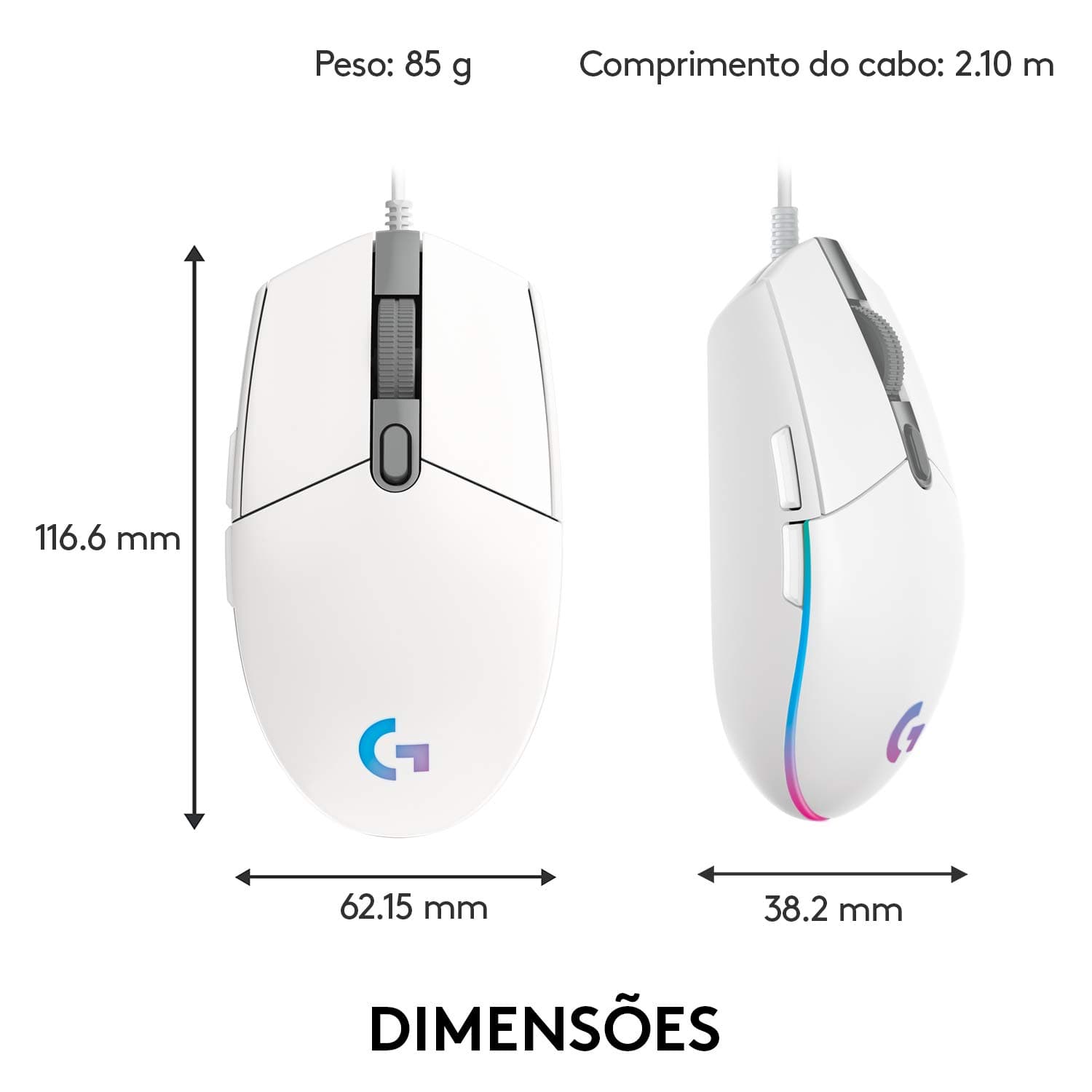 Logitech G203 LIGHTSYNC Mouse Gaming con Iluminación RGB Personalizable, 6 Botones Programables Seguimiento de hasta 8,000 DPI, Ultra-ligero - Blanco thumbnail 7