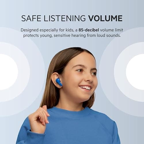 Belkin Soundform Nano - Bluetooth Earbuds for Kids with Built-in Microphone, 24H Battery Life, 85dB Safe Volume Limit - Kids Bluetooth Earbuds for iPhone, iPad, Galaxy & More - Blue thumbnail 4