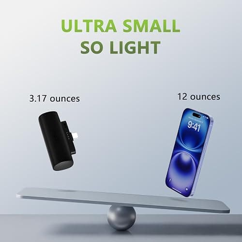 Miady 12-Pack 5000mAh Mini Portable Charger with Built-in Type C Connector, 5V 2.4A USB-C Output Fast Charging Small Power Bank (Black+White+Lake Green+Clove Purple+Cream Blue+Champagne Pink) thumbnail 5