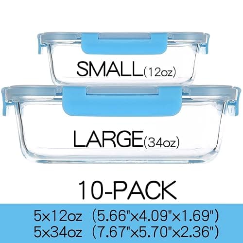 C CREST Glass Meal Prep Containers, [10 Pack] Glass Food Storage Containers with Lids, Airtight Bento Boxes, BPA Free & Leak Proof (10 Lids & 10 Containers) thumbnail 4