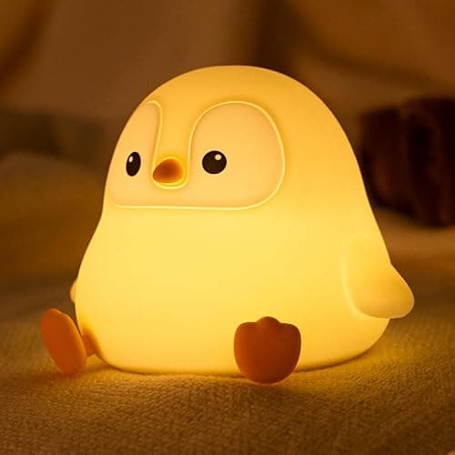 ATSUI Penguin Night Light, LED Squishy Novelty Animal Night Lamp, Food Grade Silicone, 2 Level Dimmable, Nursery Nightlight for Desk Decor, Funny Gifts Stuff for Boys Girls Baby, White Elephant Gifts thumbnail 8