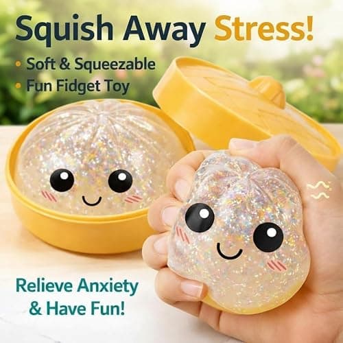 Glitter Dumpling Squishy, 2026 Upgrade Dumpling Squishy Mystery Box, Colorful Dumplings Stress Balls Fidget Sensory Toy, Stocking Stuffers with Food Steamer Stretchy Desk Toys thumbnail 3