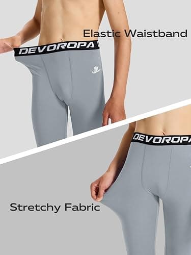 DEVOROPA Boys Leggings Youth Compression Pants Sports Tights Basketball Football Baseball Soccer Baselayer Slim/Regular/Husky thumbnail 3