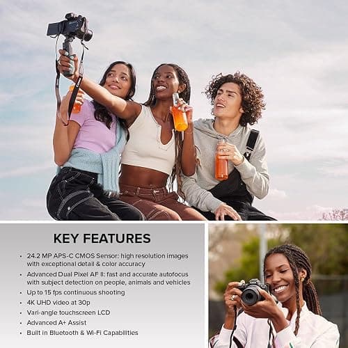 Canon EOS R50 Mirrorless Camera with RF-S18-45mm F4.5-6.3 is STM & RF-S55-210mm F5-7.1 is STM Lenses, 24.2 Megapixel CMOS (APS-C) Sensor, 4K Video, Content Creator Vlogging Camera, RF Mount, Black thumbnail 8