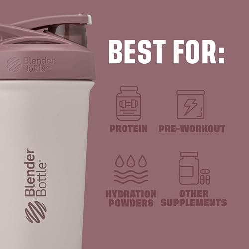 BlenderBottle Sport Sleek Shaker Cup Insulated Stainless Steel Water Bottle with Wire Whisk, 25-Ounce, Red/Tan (Sahara Sunset) thumbnail 4