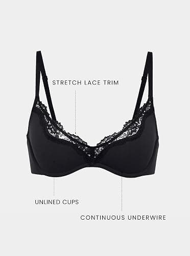 DOBREVA Women's Unlined Plunge Scoop Bra Lace Trim Balconette Sexy Underwire Demi Bras Deep V thumbnail 2