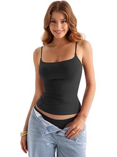EasyGala Womens Double Lined Square Neck Tank Tops Adjustable Spaghetti Strap Camisole Y2K Going Out Cami Shirt thumbnail 3