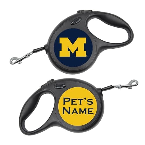 Custom Team Retractable Dog Leash Personalized w/Your Pet's Name (Michigan Wolverines) - Image 1